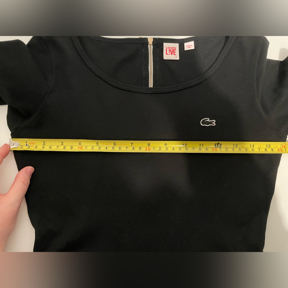 Lacoste LIVE Womens Dress Black Stretch Long Sleeve Pleated Shift Sz S - Picture 12 of 12